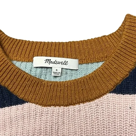 Madewell Thompson Pocket Pullover Sweater in Rainbow Stripe Size Small - Picture 4 of 7